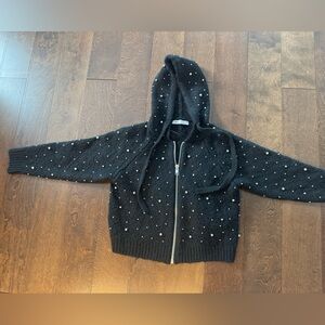 Zara Black Knit Cardigan with Metal Accents